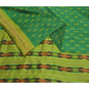 Sanskriti Vintage Saree Green Sambhalpuri Hand Woven Ikat Pure Silk Sari Fabric