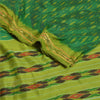 Sanskriti Vintage Saree Green Sambhalpuri Hand Woven Ikat Pure Silk Sari Fabric