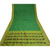 Sanskriti Vintage Saree Green Sambhalpuri Hand Woven Ikat Pure Silk Sari Fabric