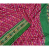 Sanskriti Vintage Saree Pink Pochampally Hand Woven Ikat Pure Silk Sari Fabric