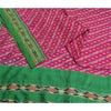 Sanskriti Vintage Saree Pink Pochampally Hand Woven Ikat Pure Silk Sari Fabric