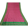 Sanskriti Vintage Saree Pink Pochampally Hand Woven Ikat Pure Silk Sari Fabric