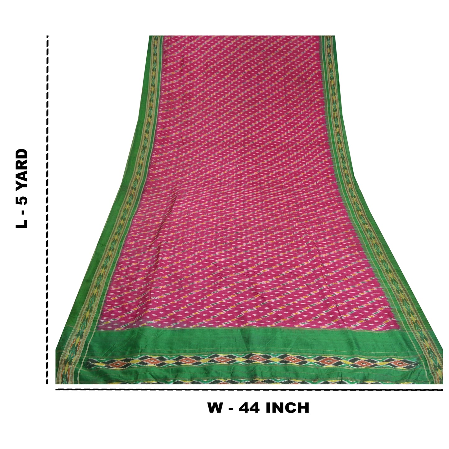 Sanskriti Vintage Saree Pink Pochampally Hand Woven Ikat Pure Silk Sari Fabric