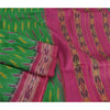 Sanskriti Vintage Saree Pochampally Green Hand Woven Ikat Pure Silk Sari Fabric