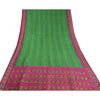 Sanskriti Vintage Saree Pochampally Green Hand Woven Ikat Pure Silk Sari Fabric