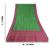 Sanskriti Vintage Saree Pochampally Green Hand Woven Ikat Pure Silk Sari Fabric
