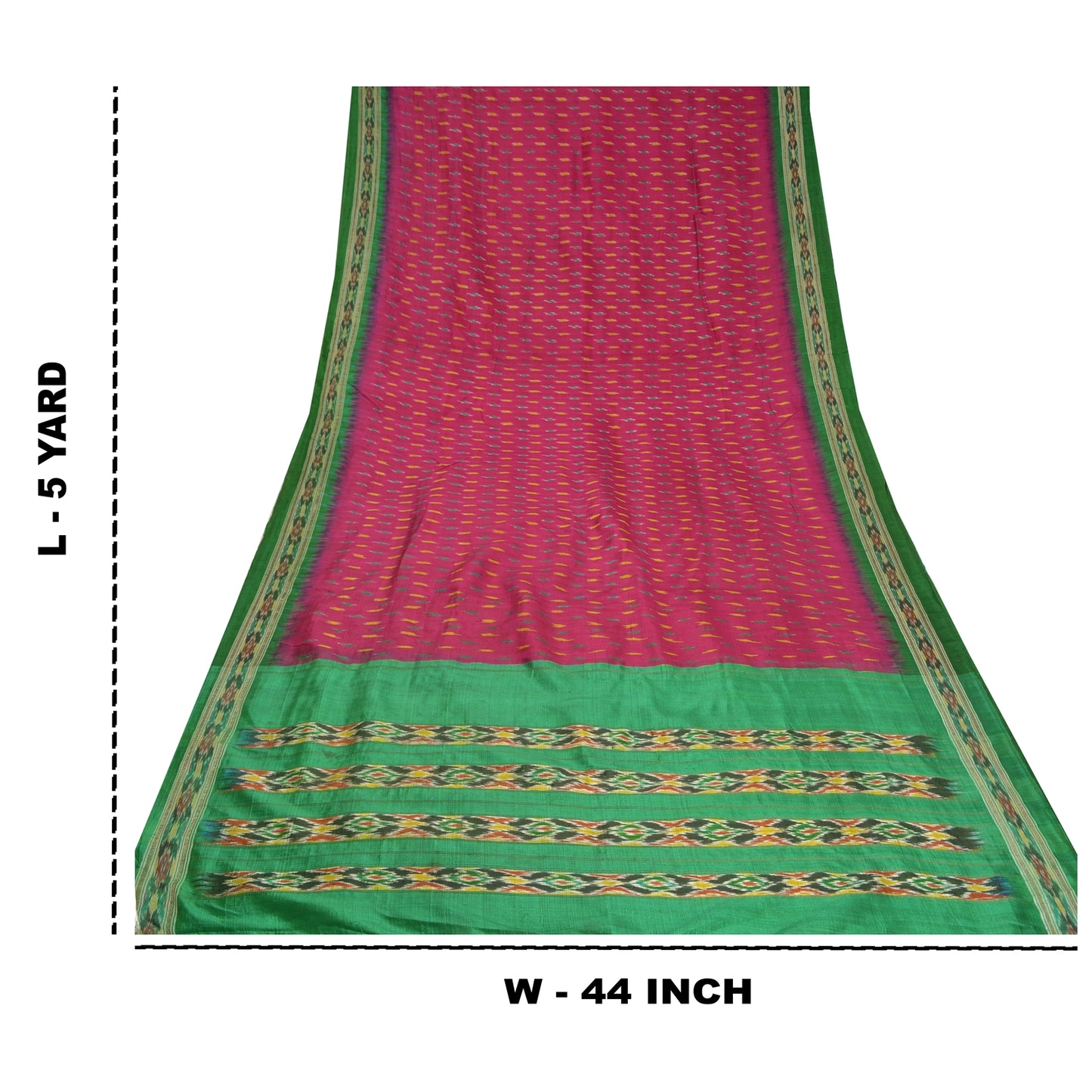 Sanskriti Vintage Saree Pink Pochampally Hand Woven Ikat Pure Silk Sari Fabric