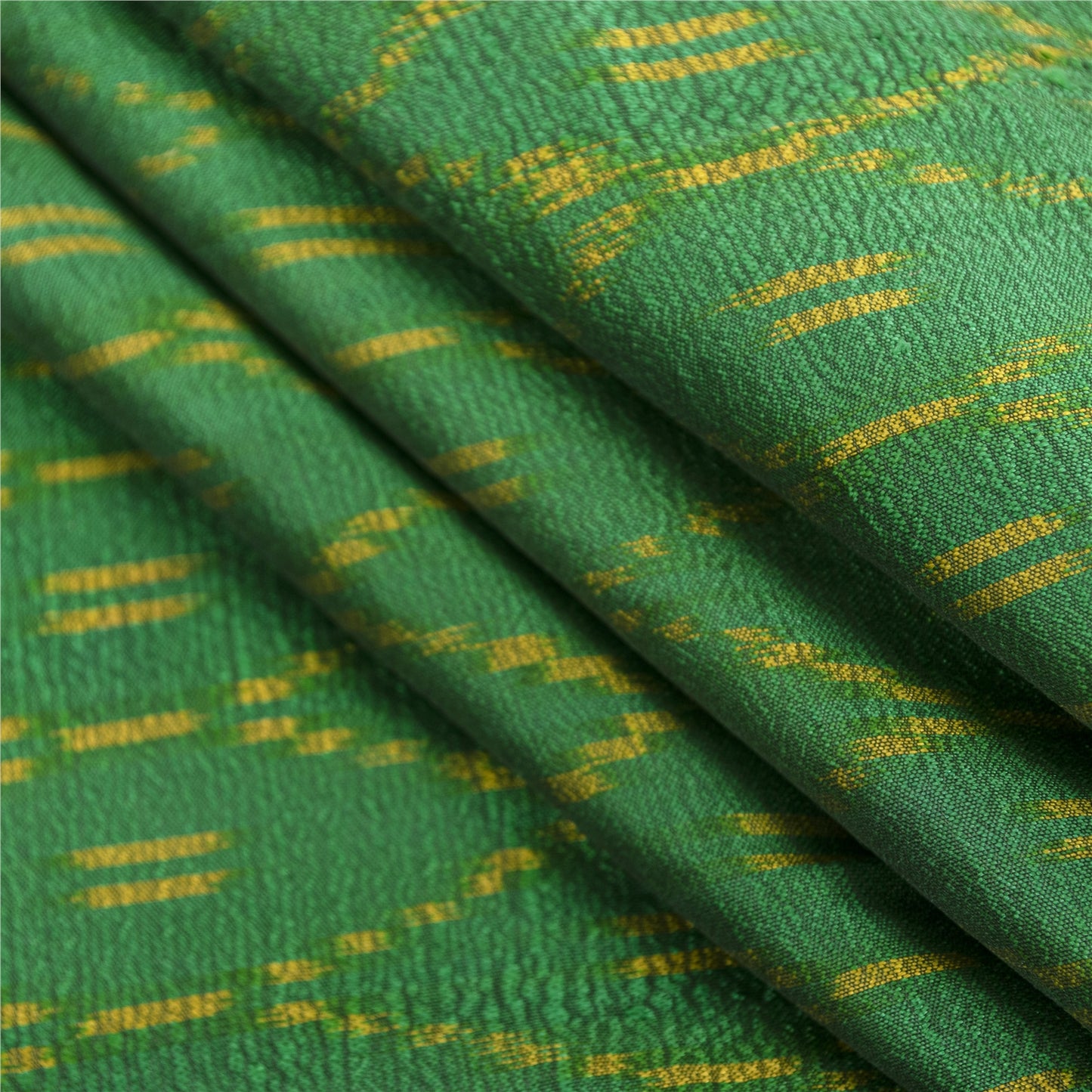 Sanskriti Vintage Saree Green Sambhalpuri Hand Woven Ikat Pure Silk Sari Fabric