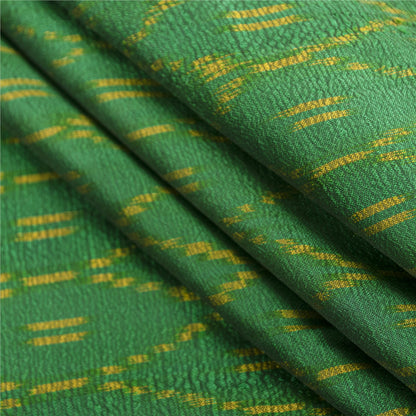 Sanskriti Vintage Saree Green Sambhalpuri Hand Woven Ikat Pure Silk Sari Fabric