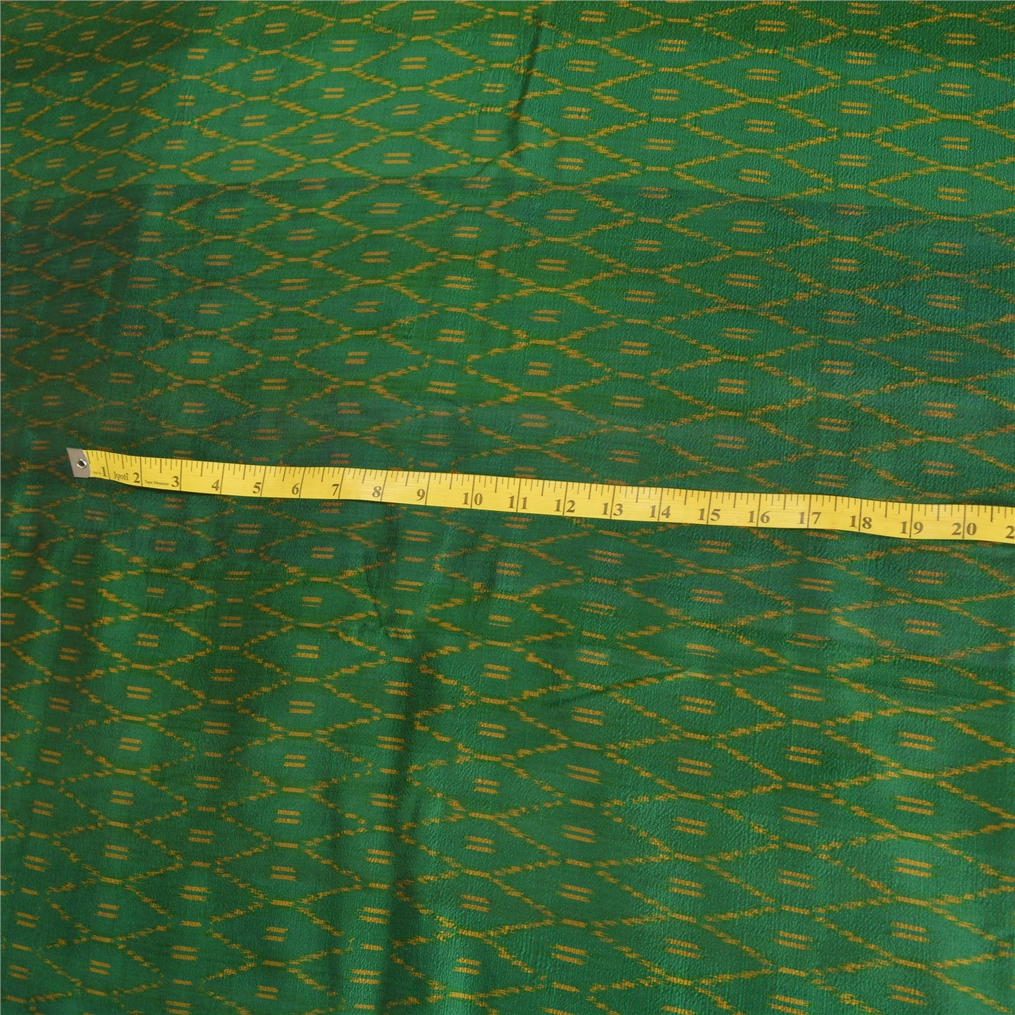 Sanskriti Vintage Saree Green Sambhalpuri Hand Woven Ikat Pure Silk Sari Fabric