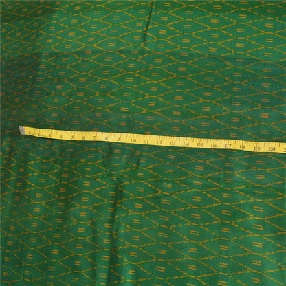 Sanskriti Vintage Saree Green Sambhalpuri Hand Woven Ikat Pure Silk Sari Fabric