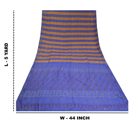 Sanskriti Vintage Saree Blue Sambhalpuri Hand Woven Ikat Pure Silk Sari Fabric