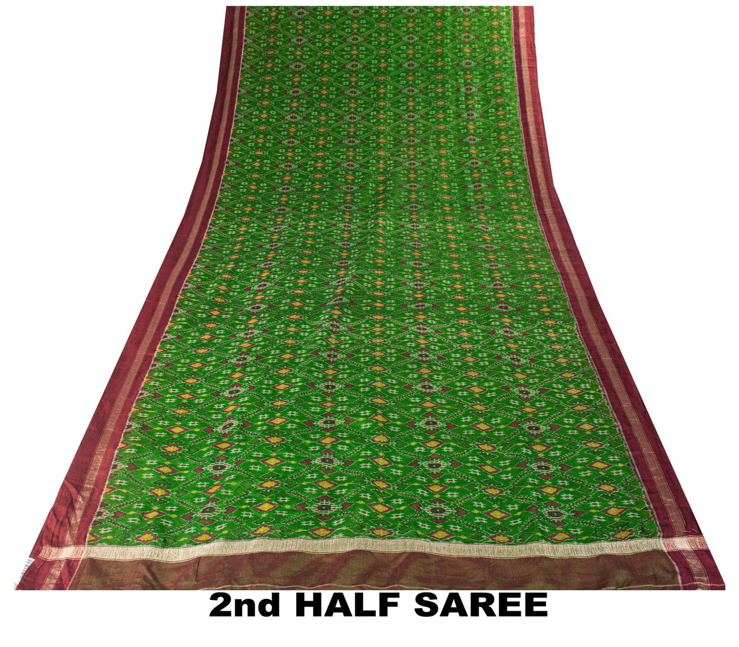 Sanskriti Vintage Green Pure Silk Saree Ikat Hand Woven Pochampally 5+Yd Sari