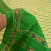 Sanskriti Vintage Saree Green Pochampally Hand Woven Ikat Pure Silk Sari Fabric