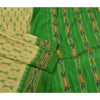Sanskriti Vintage Saree Green Pochampally Hand Woven Ikat Pure Silk Sari Fabric