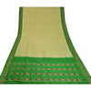 Sanskriti Vintage Saree Green Pochampally Hand Woven Ikat Pure Silk Sari Fabric