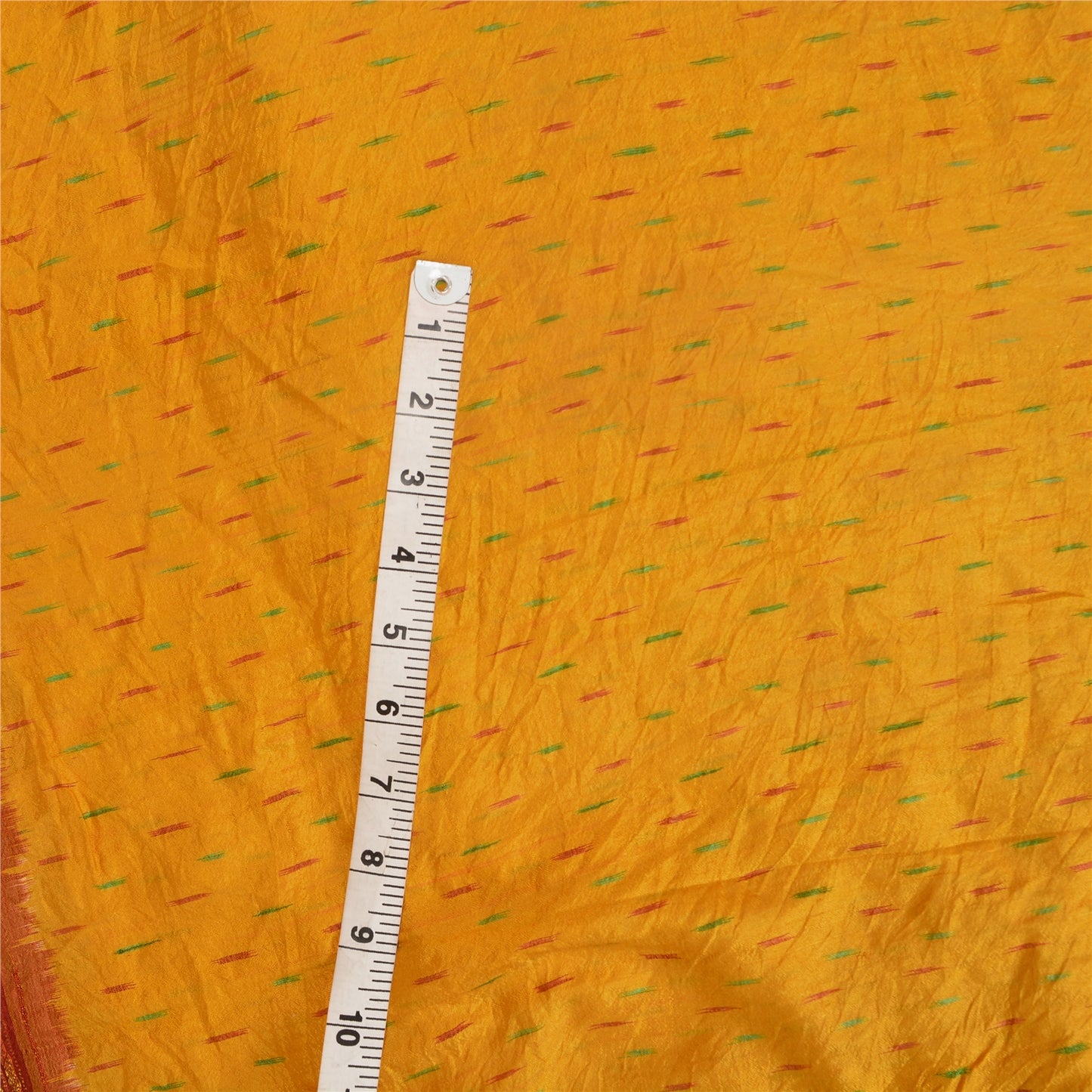 Sanskriti Vintage Saree Yellow Pochampally Hand Woven Ikat Pure Silk Sari Fabric