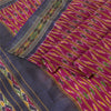 Sanskriti Vintage Pink Saree Pure Silk Pochampally Woven Ikat Sari Craft Fabric