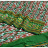 Sanskriti Vintage Sarees Green & Red Pochampally Pure Silk Hand Ikat Woven Sari