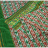 Sanskriti Vintage Sarees Green & Red Pochampally Pure Silk Hand Ikat Woven Sari