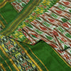 Sanskriti Vintage Sarees Green & Red Pochampally Pure Silk Hand Ikat Woven Sari