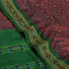Sanskriti Vintage Saree Red Sambhalpuri Hand Woven Ikat Pure Silk Sari Fabric