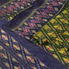 Sanskriti Vintage Saree Green & Purple 5 yard Craft Fabric Sambhalpuri Hand Woven Ikat Saree 100% Pure Silk Sari Quilting For DIY Project