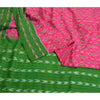 Sanskriti vintage Pink Sarees Pure Silk Sambhalpuri Hand Ikat Woven Sari Fabric