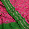 Sanskriti vintage Pink Sarees Pure Silk Sambhalpuri Hand Ikat Woven Sari Fabric