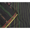 Sanskriti Vintage Saree Black Odisha Hand Woven Ikat Pure Cotton Sari 5yd Fabric