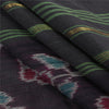 Sanskriti Vintage Saree Black Odisha Hand Woven Ikat Pure Cotton Sari 5yd Fabric