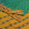 Sanskriti Vintage Green Pochampally  Ikat Sarees Pure Silk Woven Sari 5yd Fabric