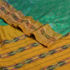 Sanskriti Vintage Green Pochampally  Ikat Sarees Pure Silk Woven Sari 5yd Fabric