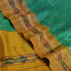 Sanskriti Vintage Green Pochampally  Ikat Sarees Pure Silk Woven Sari 5yd Fabric