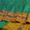 Sanskriti Vintage Green Pochampally  Ikat Sarees Pure Silk Woven Sari 5yd Fabric