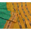 Sanskriti Vintage Green Pochampally  Ikat Sarees Pure Silk Woven Sari 5yd Fabric