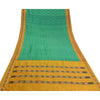 Sanskriti Vintage Green Pochampally  Ikat Sarees Pure Silk Woven Sari 5yd Fabric