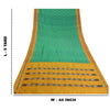 Sanskriti Vintage Green Pochampally  Ikat Sarees Pure Silk Woven Sari 5yd Fabric