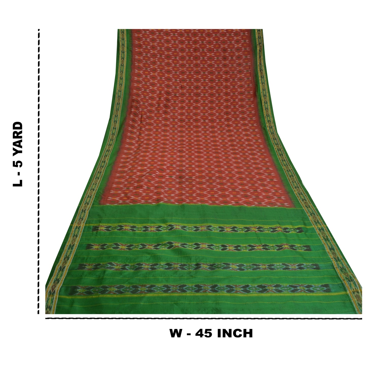 Sanskriti Vintage Sari 100% Pure Silk Red Sarees Woven Ikat 5yd Craft Fabric upholstery fabric