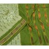 Sanskriti Vintage Green Pochampally Sarees Pure Silk Woven Ikat Sari Soft Fabric