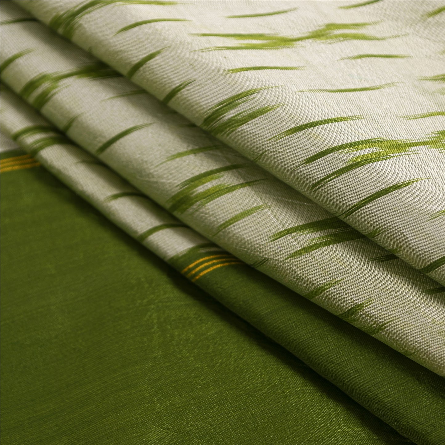 Sanskriti Vintage Green Pochampally Sarees Pure Silk Woven Ikat Sari Soft Fabric