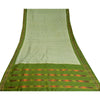 Sanskriti Vintage Green Pochampally Sarees Pure Silk Woven Ikat Sari Soft Fabric