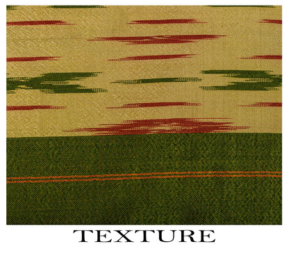 Sanskriti Vintage Golden-Green Pure Silk Saree Ikat Hand Woven Pochampally Sari