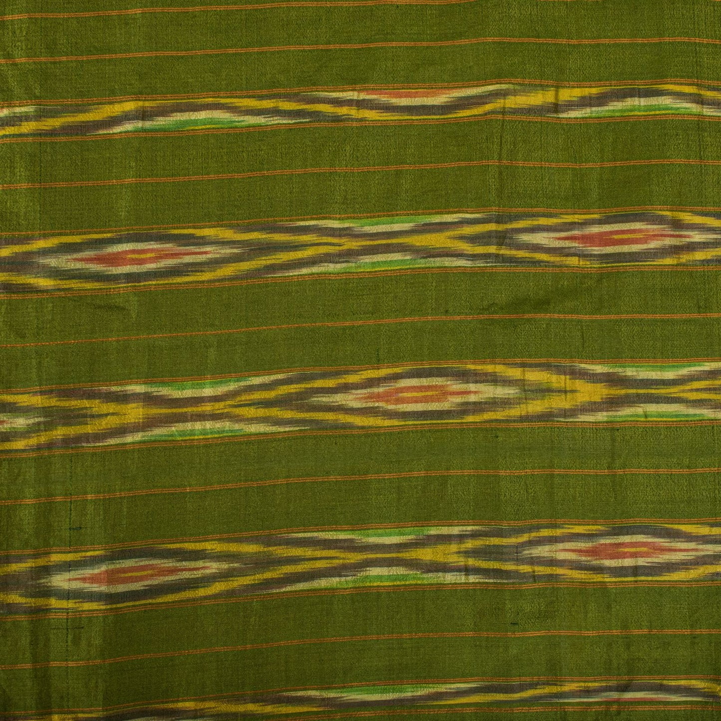 Sanskriti Vintage Golden-Green Pure Silk Saree Ikat Hand Woven Pochampally Sari