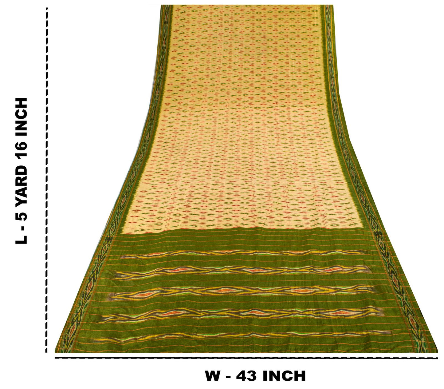 Sanskriti Vintage Golden-Green Pure Silk Saree Ikat Hand Woven Pochampally Sari