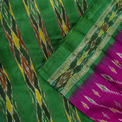Sanskriti Vintage Pink 100%Pure Silk Saree Ikat Hand Woven Pochampally 6+Yd Sari