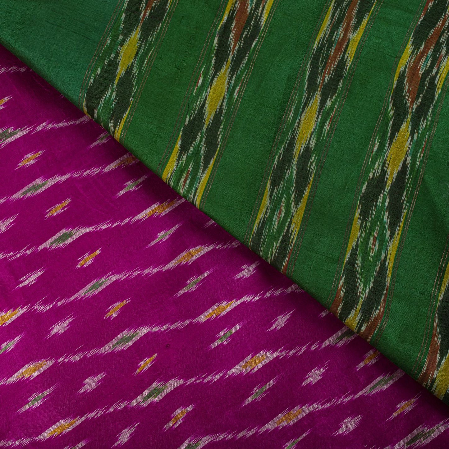 Sanskriti Vintage Pink 100%Pure Silk Saree Ikat Hand Woven Pochampally 6+Yd Sari