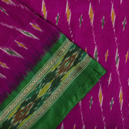 Sanskriti Vintage Pink 100%Pure Silk Saree Ikat Hand Woven Pochampally 6+Yd Sari