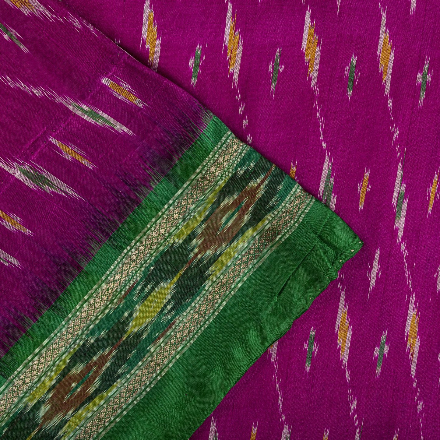 Sanskriti Vintage Pink 100%Pure Silk Saree Ikat Hand Woven Pochampally 6+Yd Sari