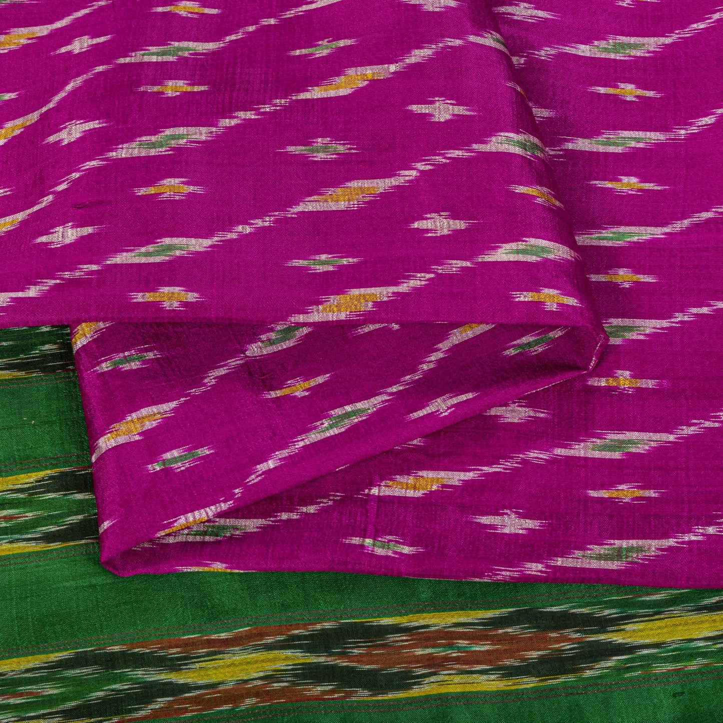 Sanskriti Vintage Pink 100%Pure Silk Saree Ikat Hand Woven Pochampally 6+Yd Sari